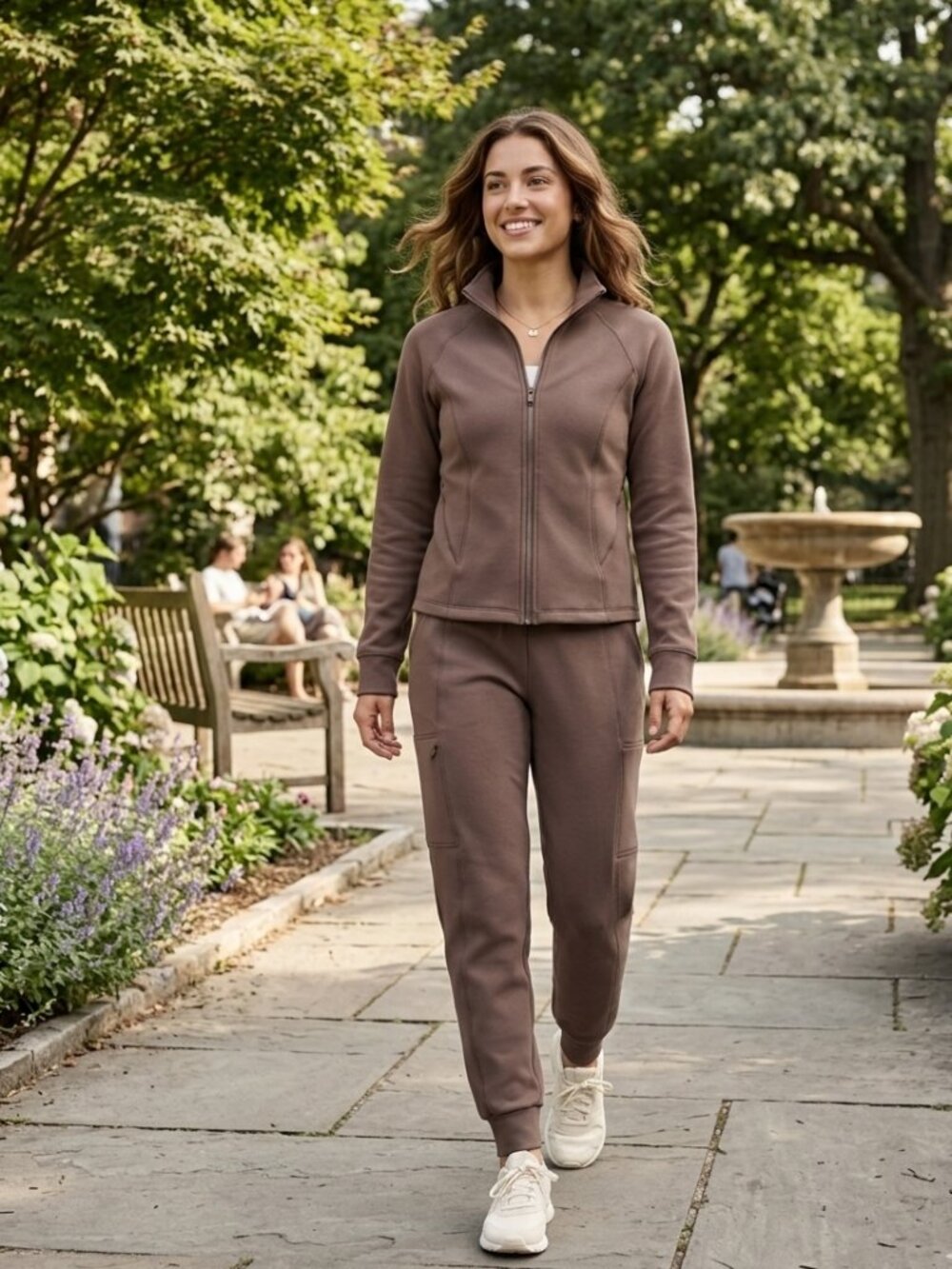 32° DEGREES modern fleece loungewear set in a rich mocha brown (SMALL)